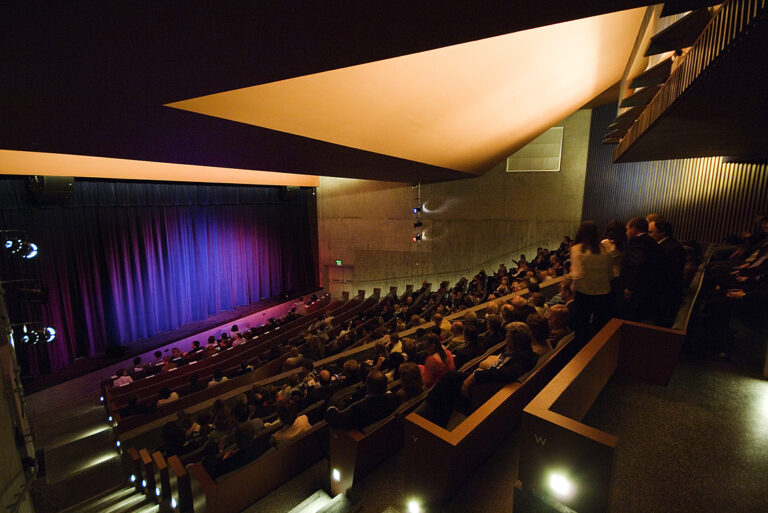 An image of Solstice Arts Centre auditorium, showing a crowd waiting for a performance to begin